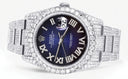 Iced Out Rolex Datejust 36 MM | Stainless Steel | 10 Carats of Diamonds | Blue Black Roman Diamond Dial | Oyster Band
