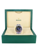 Diamond Gold Rolex Watch For Men 16200 | 36Mm | Rainbow Sapphire Bezel | Blue Black Roman Numeral Dial | Jubilee Band