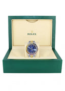 Diamond Gold Rolex Watch For Men 16233 | 36Mm | Rainbow Sapphire Bezel | Blue Dial | Jubilee Band