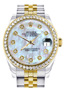Diamond Gold Rolex Watch | Diamond Bezel | 31MM | Mother Of Pearl Dial | Jubilee Band