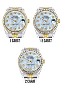 Diamond Gold Rolex Watch | Diamond Bezel | 31MM | Mother Of Pearl Dial | Jubilee Band