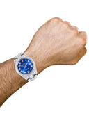 Diamond Iced Out Rolex Datejust 41 | 25 Carats Of Diamonds | Custom Blue Roman Numeral Diamond Dial | Two Row | Oyster Band
