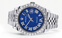 Rolex Datejust II Watch | 41 MM | Custom Blue Texture Roman Diamond Dial | Jubilee Band