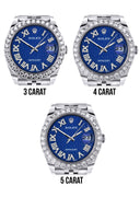Rolex Datejust II Watch | 41 MM | Custom Blue Texture Roman Diamond Dial | Jubilee Band