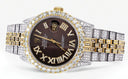 Iced Out Rolex Datejust 36 MM | Two Tone | 10 Carats of Diamonds | Chocolate Roman Diamond Dial
