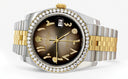 New Style | Hidden Clasp | Gold & Steel Rolex Datejust Watch | 36Mm | Brown Arabic Diamond Dial | Jubilee Band
