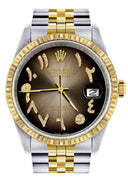 Mens Rolex Datejust Watch 16233 Two Tone | 36Mm | Brown Arabic Dial | Jubilee Band