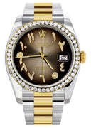 New Style | Gold & Steel Rolex Datejust Watch | 36Mm | Brown Arabic Diamond Dial | Oyster Band