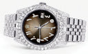 Iced Out Rolex Datejust 36 MM | Stainless Steel | 10 Carats of Diamonds | Brown Arabic Diamond Dial | Jubilee Band