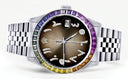 Diamond Gold Rolex Watch For Men 16200 | 36Mm | Rainbow Sapphire Bezel | Brown Arabic Numeral Dial | Jubilee Band