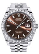 Rolex Datejust II Watch | 41 MM | Custom Brown Baguette Diamond Dial | Jubilee Band