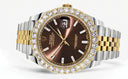 Rolex Datejust II Watch | 41 MM | 18K Yellow Gold & Stainless Steel | Custom Brown Baguette Diamond Dial | Jubilee Band