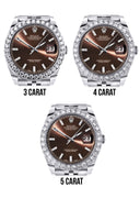 Rolex Datejust II Watch | 41 MM | Custom Brown Baguette Diamond Dial | Jubilee Band