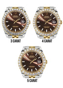 Rolex Datejust II Watch | 41 MM | 18K Yellow Gold & Stainless Steel | Custom Brown Baguette Diamond Dial | Jubilee Band