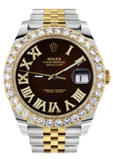 Rolex Datejust II Watch | 41 MM | 18K Yellow Gold & Stainless Steel | Custom Brown Roman Dial | Jubilee Band