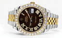 Rolex Datejust II Watch | 41 MM | 18K Yellow Gold & Stainless Steel | Custom Brown Roman Dial | Jubilee Band
