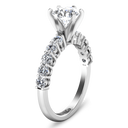 Round Diamond Pave Engagement Ring Fleur 14K White Gold