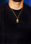 Mens Gold Plated Cuban Link Chain & Buddha Pendant | Appx. 29.2 Grams