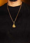 Mens Gold Plated Cuban Link Chain & Buddha Pendant | Appx. 30.3 Grams