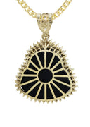 10K Yellow Gold Chain & Cz Black Buddha Pendant | Appx. 23.9 Grams