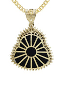 10K Yellow Gold Chain & Cz Black Buddha Pendant | Appx. 23.9 Grams
