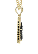 10K Yellow Gold Chain & Cz Black Buddha Pendant | Appx. 23.9 Grams