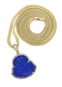 10K Yellow Gold Chain & Cz Blue Buddha Pendant | Appx. 21.6 Grams