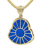 10K Yellow Gold Chain & Cz Blue Buddha Pendant | Appx. 21.6 Grams