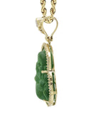 10K Yellow Gold Chain & Cz Green Buddha Pendant | Appx. 21.6 Grams