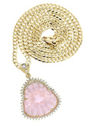 10K Yellow Gold Chain & Cz Pink Buddha Pendant | Appx. 24.7 Grams