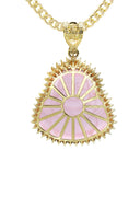 10K Yellow Gold Chain & Cz Pink Buddha Pendant | Appx. 24.7 Grams