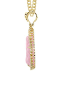 10K Yellow Gold Chain & Cz Pink Buddha Pendant | Appx. 24.7 Grams