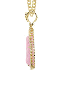 10K Yellow Gold Chain & Cz Pink Buddha Pendant | Appx. 24.7 Grams