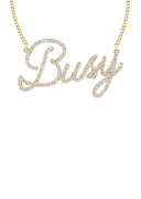 Gold Ladies Full Diamond Script Name Plate Necklace | Appx. 1.20 Carat