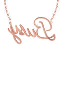 14K Rose Gold Ladies Full Diamond Script Name Plate Necklace | Appx. 1.20 Carat