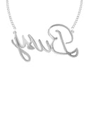 14K White Gold Ladies Full Diamond Script Name Plate Necklace | Appx. 1.20 Carat