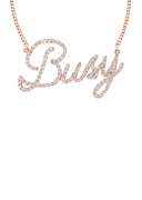 14K Rose Gold Ladies Full Diamond Script Name Plate Necklace | Appx. 1.20 Carat