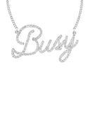 14K White Gold Ladies Full Diamond Script Name Plate Necklace | Appx. 1.20 Carat