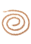 Womens 14K Rose Gold Chain - Hollow Byzantine Chain