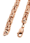 Womens 14K Rose Gold Chain - Hollow Byzantine Chain