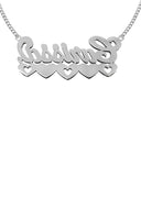 14K Ladies White Gold with Diamonds Name Plate Necklace | Appx. 10.9 Grams