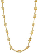 Gold Plated Iced Out Barbed Wire Chain