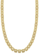 Gold Plated Iced Out Square Cluster Tennis Chain