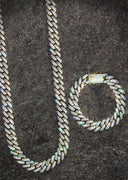 Yellow Gold Plated Iced Out Miami Cuban Link Chain & Bracelet