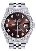 Mens Rolex Datejust Watch 16200 | 36Mm | Chocolate Dial | Two Row 4.25 Carat Bezel | Jubilee Band
