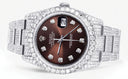 Iced Out Rolex Datejust 36 MM | Stainless Steel | 16.5 Carats of Diamonds | Chocolate Diamond Dial | Oyster Band | Model 116200
