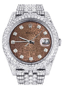 Womens Diamond Iced Out Rolex Datejust 41 | 25 Carats Of Diamonds | Custom Chocolate Jubilee Diamond Dial | Two Row | Jubilee Band
