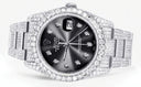Iced Out Rolex Datejust 36 MM | Stainless Steel | 16.5 Carats of Diamonds | Jet Black Diamond Dial | Oyster Band | Model 116200