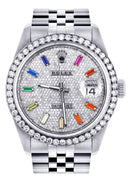 Diamond Mens Rolex Datejust Watch 16200  | 36MM | Diamond Color Baguettes Dial | Jubilee Band