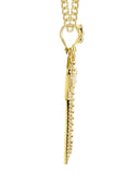 10K Yellow Gold Franco Chain & Cz Gold Cross Necklace | Appx. 14.7 Grams